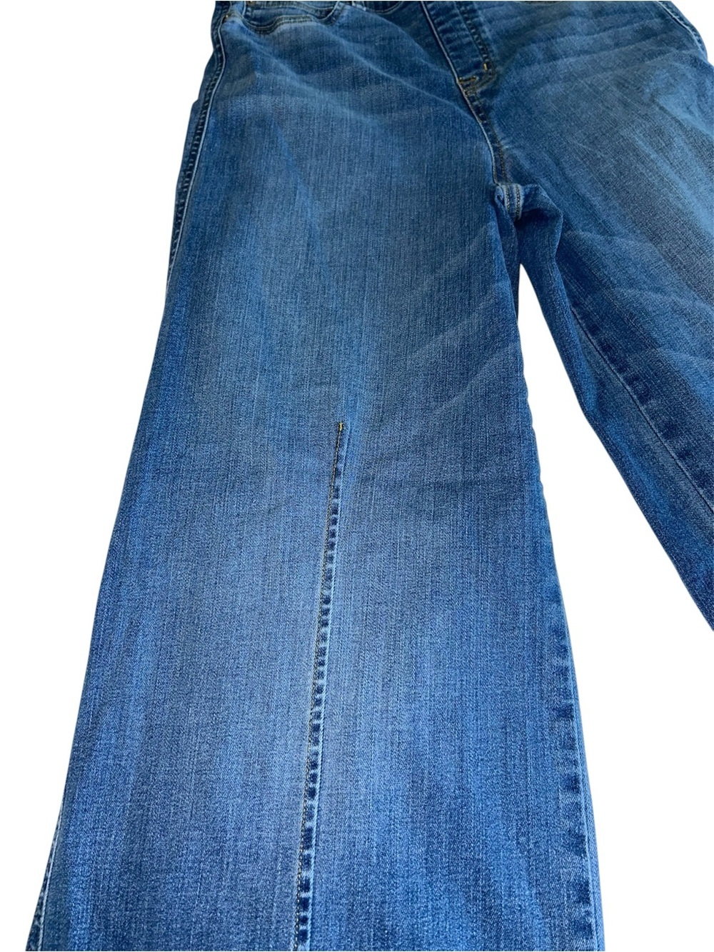 SPANX Wide-Leg, Front Seam, High-Rise Jeans in Medium Blue - Picture 7 of 10